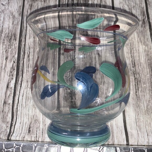 Lenox Poppies on Blue Hurricane vase - Picture 3 of 7